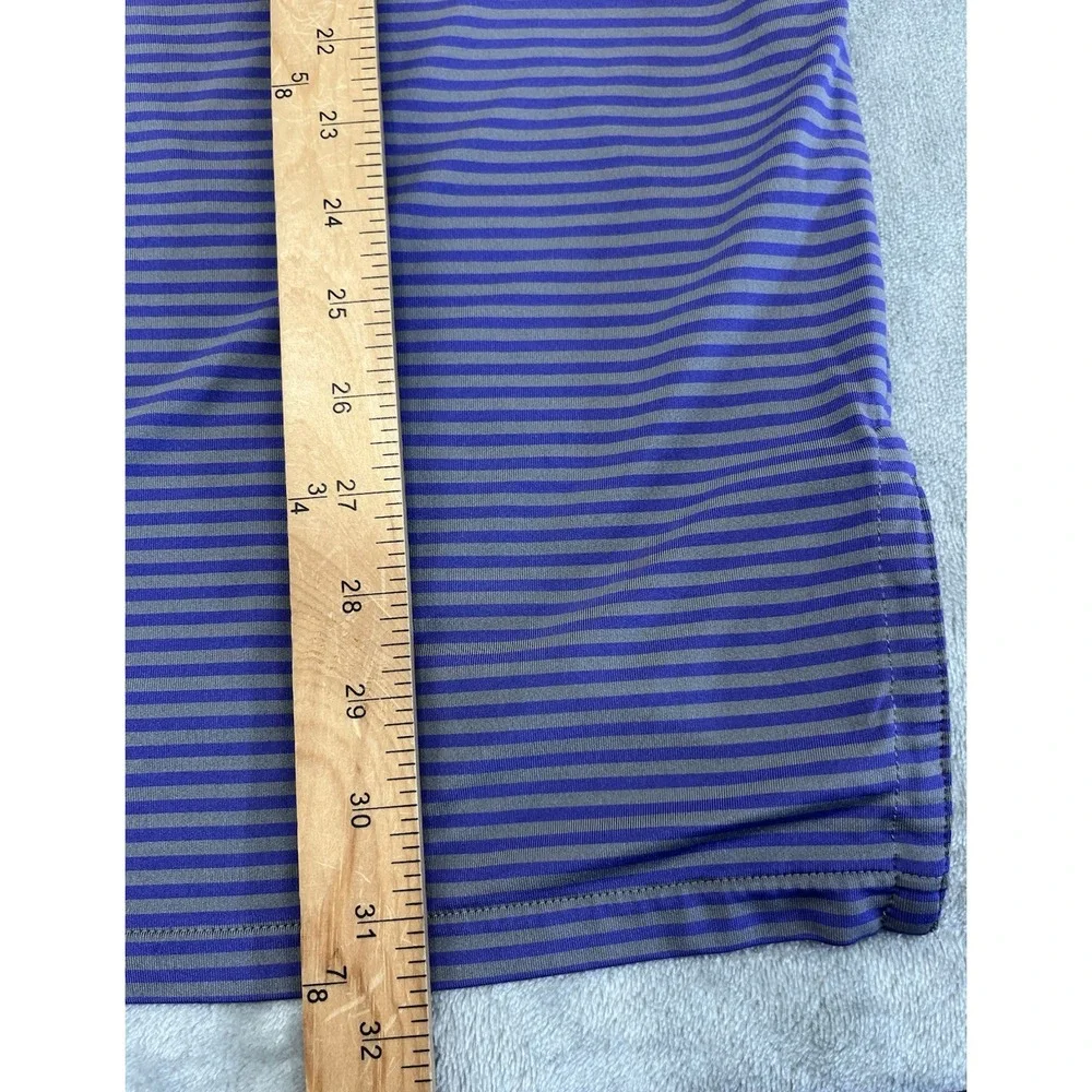 Ralph Lauren RLX Polo Men Medium Purple Striped 1/4 Button Performance Side Slit